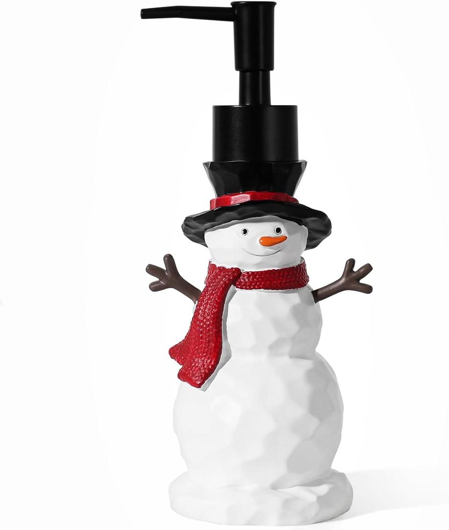 Christmas Snowman Soap Dispenser, Christams Kitchen Bathroom Decor, Refillable Liquid Lotion Holiday Soap Dispenser with Pump