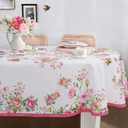 Bnejvif Pink Oval Tablecloth, Floral Oval Tablecloth, Pink Flowers Print Table Cloth, Spring Summer Waterproof Wrinkle Free Tablecloth for Oval Tables 54 X 72 Inch