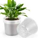 HQAUT 8 Inch Clear Nursery Pots with Drainage Holes, 10 Pack Large Plastic Pots for Plants, Seedling Starter Pot, Garden Plant Pots for Succulents Flowers Cactus