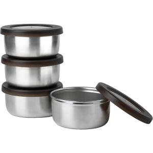 8.5 oz Stainless Steel Lidded Bowls, 4 Pack Unbreakable Small bowls with BPA-free Plastic Lids for Meal Prep, Cooking, Snacks, Leftovers