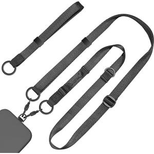 Posadina Phone Lanyard 2 in 1, Anti Theft Phone Strap Crossbody for Women, Adjustable Phone Wrist Strap with 2 Pack Tether Tabs