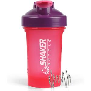 Shaker Bottle,400ml Small Protein Shaker Bottle with Mixing Ball, Portable 14oz GYM Shakes Cup for Workout,BPA free, 100% Leak Proof,Dishwasher SafePink