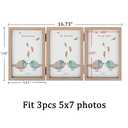 5x7 Triple Hinged Picture Frames Shadow Box MDF Wood Grain with Real Glass 3 Vertical Opening Family Lover Gift