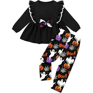 ZAANTI Baby Toddler Girl Clothes Long Sleeve Ruffle Bow Top Girls' Clothing Sets&Floral Print Pants Fall Winter Outfit 12M-18 M