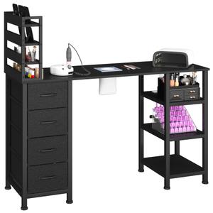 LIVEHOM Manicure Table with Dust Collector & Power Outlets, Nail Tech Desk, 5.35"D x 15.74"W x 47.24"H