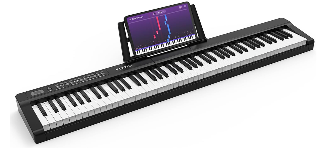 Digital Piano 88 Key Full Size Semi Weighted Electronic Keyboard Piano with Music Stand,Power Supply,Bluetooth,MIDI,for Beginner Professional at Home/Stage-A1