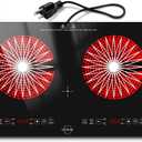Hobsir 2 Burner Electric Cooktop 110V with Plug, 2000W Independent Power, 24 Inch PF602SGB-1