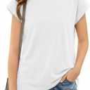 Girls Cap Sleeve T Shirts Kids Summer Crewneck Solid Tops Tees 5-14 Years (White)