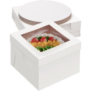 20Pack 12 Inch Cake Boxes With Cake Boards (10 boxes & 10 boards), 12X12X8 Inch White Bakery Boxes With Windown For Cajas Pasteles, Cookie, Pastries,Pie, Wedding, Birthday, Christmas