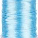 Nylon Satin Cord 2mm Rattail Cord Sky Blue String - 100 Yards Nylon Chinese Knotting Cord Rat Tail Silk Cord for Bracelet Necklace Jewelry Making Macrame Trim, BE-02