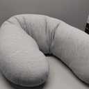 Momcozy Pregnancy Pillows for Side Sleeping, J Shaped Maternity Body Pillow for Pregnancy, Soft Pregnancy Pillow with Jersey Cover for Head Neck Belly Support, Grey