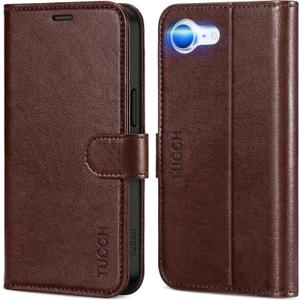 TUCCH Case Wallet for iPhone 17e 16e, Magnetic PU Leather Kickstand Flip Folio Cover with RFID Blocking 4 Card Slot Shockproof TPU Interior Shell Compatible with iPhone 17e/16e 6.1", Chocolate Brown