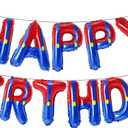 GoGoGoodie Super Bros Happy Birthday Banner Balloons Letters Signs Game Theme Party Decorations (Red and Blue)