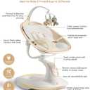 Baby Swing for Infants to Toddler, Electric Baby Swing with Sturdy Shield-Shaped Base, 180 Rotation Portable Infant Swing with 5 Speeds & 12 Lullabies for Newborn Baby Boy Girl Up to 20 lbs, White