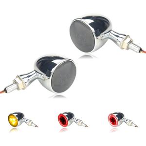 Universal Rear LED Turn Signals 12V Motorcycle Bullet Brake Taillights Chrome Running Lights Compatible with Kawasaki Honda Harley XL883 Suzuki Ducati Yamaha Triumph (Red / Amber)
