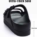 Goosecret Women's Platform Sandals with Arch Support, Chunky Lightweight Foam Slip on Slides, Comfortable Summer Beach Sandals with Adjustable Buckle (Black), Size 8-8.5