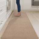 Long Kitchen Runner Rugs Kitchen Mat Non Slip Washable, Super Absorbent Soft Chenille Braided Kitchen Mats for Floor, Rubber Backing Kitchen Floor Sink Standing Mat, Easy Clean, Brown 24"x71"