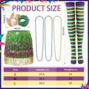 Syhood 6 Pcs Mardi Gras Costume Set, Sequined Tassels Tutu Skirt, Faux Feather Pattern Half Mask, Necklace and Long Socks (M)