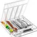 Yieach Clear Silverware Organizer with Lid - 12 inch Wide - Large Silverware Drawer Organizer & Tray and Utensil Drawer Organizers with Lid,BPA Free Plastic Flatware Drawers Organizers for Fork,Spoon