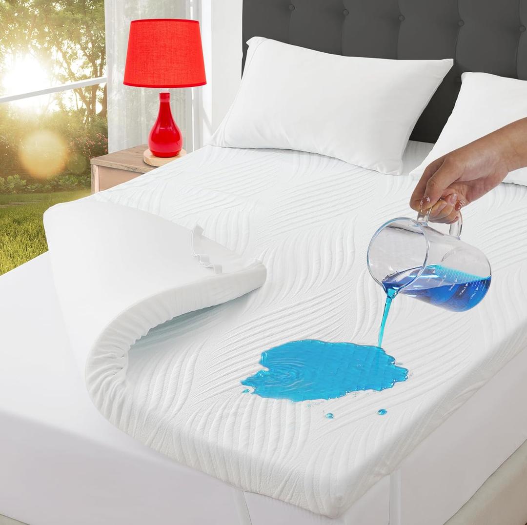 3 Inch Gel Memory Foam Mattress Topper Queen Size,Waterproof Mattress Pad Cover for Pressure Relief, Bed Protector Topper with Removable Soft & Sleep Peacefully