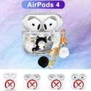 for Apple for Airpods 4 Case 2024 - Quicksand Liquid Animal Kawaii Cute Fun Funny Mujer Girl Women Sparkling Sparkle Glitter Bling Sparkly Black Cat Keychain Girly for Airpod 4 Case Cover