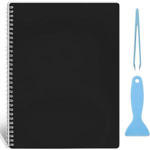 Large Reusable Sticker Book Collecting Album 8.511 Inch Sticker Collection Storage Book with 40 Sheets Blank Release Paper, Restickable Stickers Organizer Notebook with Tools (Black)