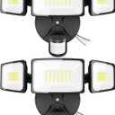 Onforu 2 Pack 75W LED Motion Sensor Outdoor Lights, 7000LM Dusk to Dawn Outdoor Lighting, 6500K Motion Detector Flood Light, IP65 Waterproof Hardwired LED Security Light for Yard Garage (Black)