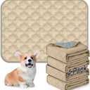 FunFurry Washable Pee Pads for Dogs - 4 Pack Reusable Pee Pads，Waterproof Puppy Pads，Pet Training Pads，Super Absorbent with Dog Paw Shape Non-Slip Backing (Cream, 18" X 24" - 4 Pack)