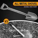 All Metal Shovels for Digging Gardening - 30in Small Shovel Spade with Short D Handle and Steel Blade - Perfect for Camping Planting Overlanding