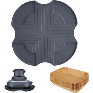 Suitable for Ninja Crispi Air Fryer Silicone,Reusable silicone Heat Resistant Mat with 100 Airfryer Paper Liners, Non-Slip and Protects the Countertop from Heat Damage