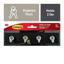 3M Command HOM18SES Decorative Key Rail, 8w x 1 1/2d x 2 1/8h, Black/Silver, 4 Hooks/Pack