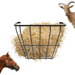 Wall Mount Hay Rack 27 Gallon Multiple Sided Goat Hay Feeder Heavy Duty Iron Wall Trough for Sheep Livestock Cattle in Farm Effortless Installation 31.5"*15.3"* 24.2"