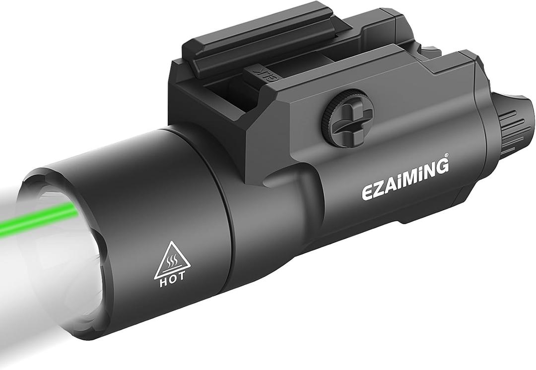 1750 Lumen Tactical Flashlight Laser Combo for Full Size Pistol/Handgun, Momentary/Strobe Function for 1913 Picatinny Rail