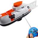 Tipmant RC Submarine Toy Remote Control Boat Underwater Diving Waterproof for Fish Water Tank Kids Birthday Gift (White)