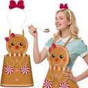 Mepase 2 Pcs Christmas Gingerbread Costumes Women's Gingerbread Apron with Hairband Cookie Costume Accessories Gifts for Party Adult Christmas Xmas Halloween Supplies
