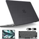 Tuiklol for M4 MacBook Air 13.6 inch Case 2025-2022 Release Model A3240 A3113 A2681 with M3 M2 Chip,Laptop Hard Shell Cases with Keyboard Cover & Screen Protector & Camera Cover, Matte Black