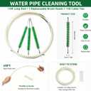 Poultry Water Line Cleaning Tool | 15ft rigid rod, 3 replaceable nylon brush heads for 0.7-1.2in pipes, scrubs algae/slime, no disassembly, with 100 cable ties