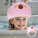 Baby Shower Cap - Waterproof Bath Visor for Toddlers 1-3 Years, Extra Soft Silicone Hair Washing Hat for Kids, Keep Water Out of Eyes (Pink)