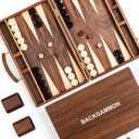 ropoda Sapele Wood Backgammon Board Game Set (15 Inches) for Adults and Kids - Classic Board Strategy Game - Portable and Travel Backgammon Set with Wooden Playing Pieces and Accessories