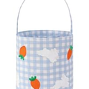 THOVSMOON Easter Bunny Basket for Kids, Cute Easter Bucket Bags with Rabbit Ears for Easter Eggs Hunting, Easter Decorations, Candy Gifts Storage (Blue Gingham)