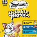Temptations Creamy Puree Squeezable Lickable Cat Treats, Wet Cat Treats with Chicken, Salmon, and Tuna Variety Pack, 0.42 oz. Tubes, 24 Count, BB 9/11/2027