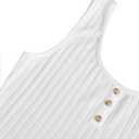 SOLY HUX Women's Button Front Ribbed Knit Tank Top and Shorts Pajama Set Sleepwear Lounge Sets (White, L)