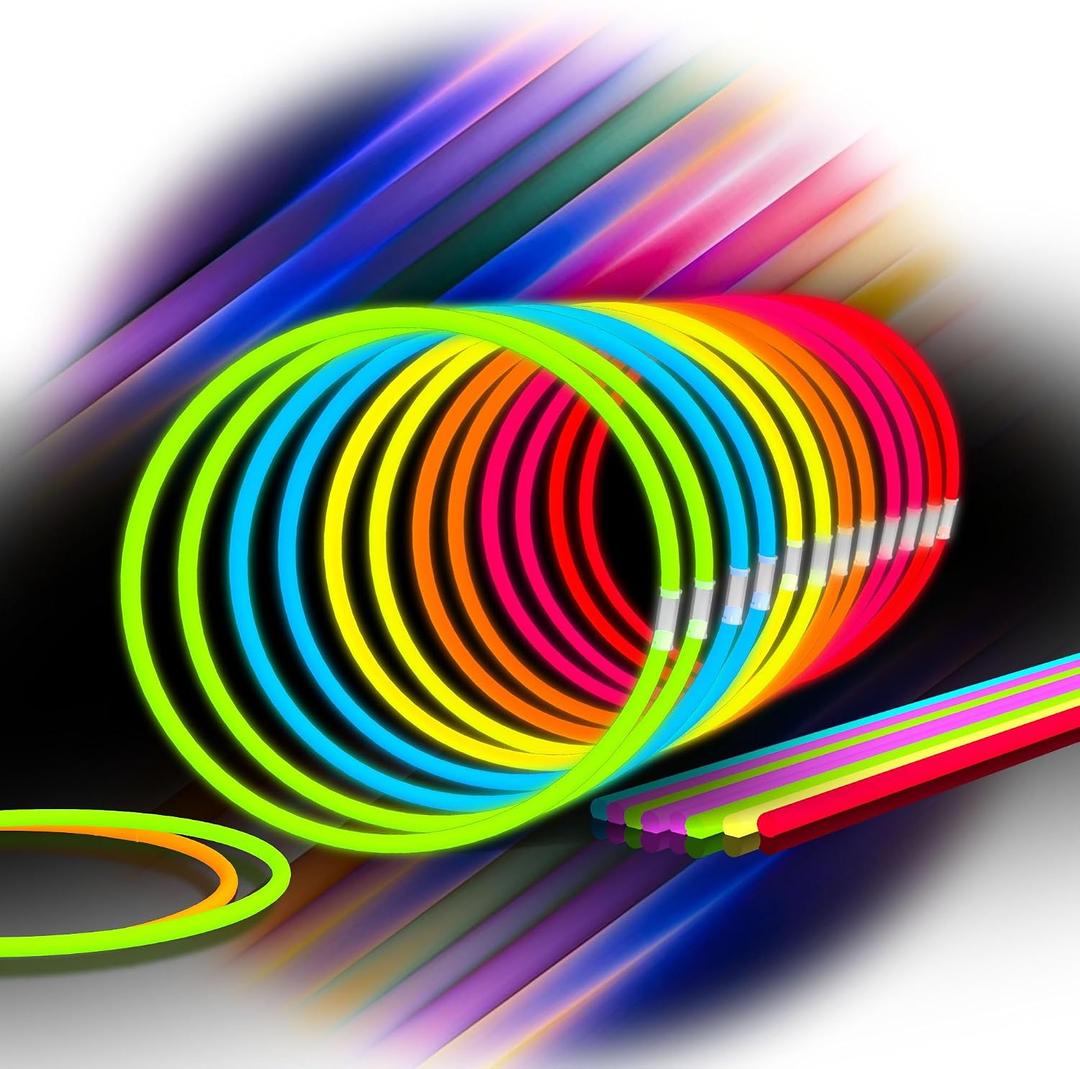 Glow Sticks Bulk 200ct 22'' Glow Necklaces with Connectors, for Party Festivals Raves Birthday Wedding (Multi200)