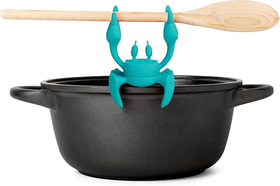 OTOTO Aqua the Crab Silicone Utensil Rest - Silicone Spoon Rest for Stove Top - BPA-Free, Heat-Resistant Kitchen and Grill Utensil Holder - Non-Slip Spoon Holder Stove Organizer and Steam Releaser
