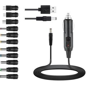 12V Car Charger(Max 10A) + 5V DC Power Cable,with 11 Connectors for DVD Player,Camera,GPS,Bluetooth Speakers,Shaver Fans