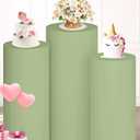 Cylinder Stand Covers Set of 3 Sage Green Pedestal Covers Spandex Cover for Cylinder Pedestal Round Cylinders Cover Dessert Table Display Plinth Pillars Cover for Birthday Wedding Decor
