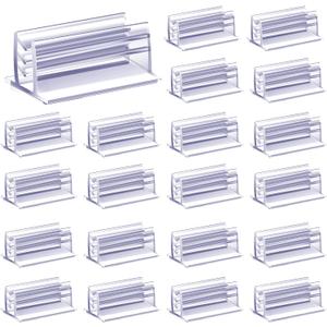 Eersida 50 Pcs Self Adhesive Sign Holder Sneeze Guard Holder Sign , PVC Mini Panels Stand 0.98 x 0.55 x 0.45 Inch Sneeze Guard Stand for Fastening and Lining up Tags, Cards, Receipts, Photos