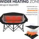 Heated Double Camping Chair - Heated Loveseat Chair for 2 Person Heavy Duty Oversized Padded Camping Couch for Adults Outdoor Sports Lawn Portable Folding Chairs, 40.5 Inches X 18.9 Inches X 18.5 Inches