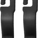Leather Car Seat Hooks - U-Shaped Purse Holder for Car, Fully Leather-Wrapped Headrest Hooks for Purses, Bags & Coats, Durable Seat Back Organizer for Travel & Daily Use (Black, 2 Pack)