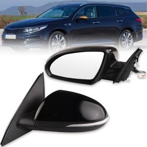 Left Driver Side Mirror for 2016-2018 Ki-a Optima, Black Manual Folding Non Heated Power Glass, Turn Signal Light, Replace#KI1321200 (5 Pins)